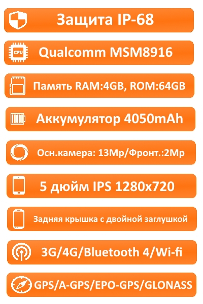 Doogee AGM A8 Pro 64GB - характеристики